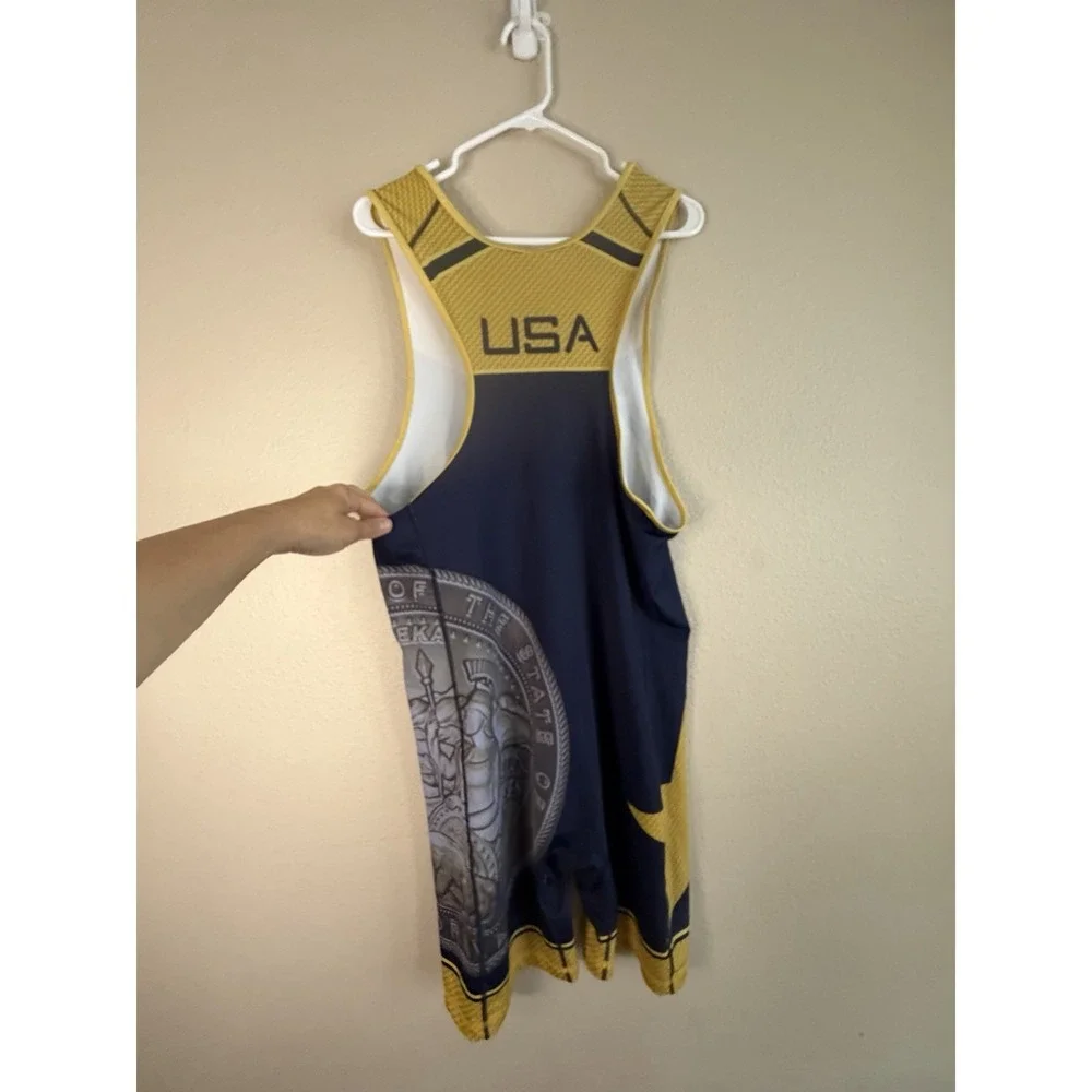 Nike CA USA Wrestling Singlet Women's XXL Navy Gold State Seal Fargo Team